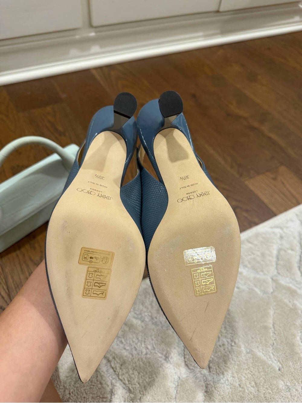 Jimmy Choo Slate Blue Pointed Slingback Mules - Picture 2 of 2